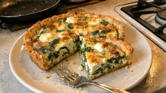 Quiche de queijo de cabra e espinafres: cremosa, alta e fácil de fazer no forno