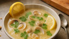 Sopa de conquilhas com aletria: cremosa, rápida no tacho e com toque de limão