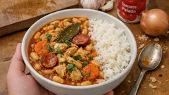 Feijoada de litão à moda de Olhão: feijão cremoso e molho de tomate bem apurado