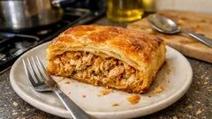 Empadão folhado de frango com sobras de assado: dourado por fora, cremoso por dentro