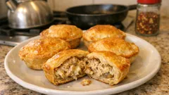 Empadas de galinha estufada com massa folhada: douradas e bem suculentas