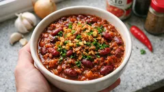 Chili com carne picada e feijão encarnado: pronto em 15 minutos e bem apurado