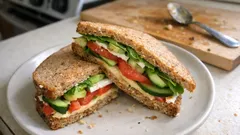 Sanduíche de vegetais com húmus e abacate: rápida, fresca e perfeita para a marmita