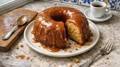 Bolo de caramelo fofo e húmido: desenforma com cobertura brilhante