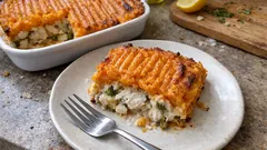 Empadão de peixe com batata-doce: cremoso por dentro e bem dourado por cima