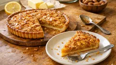 Tarte de amêndoa com limão: base amanteigada e topo crocante, sempre no ponto